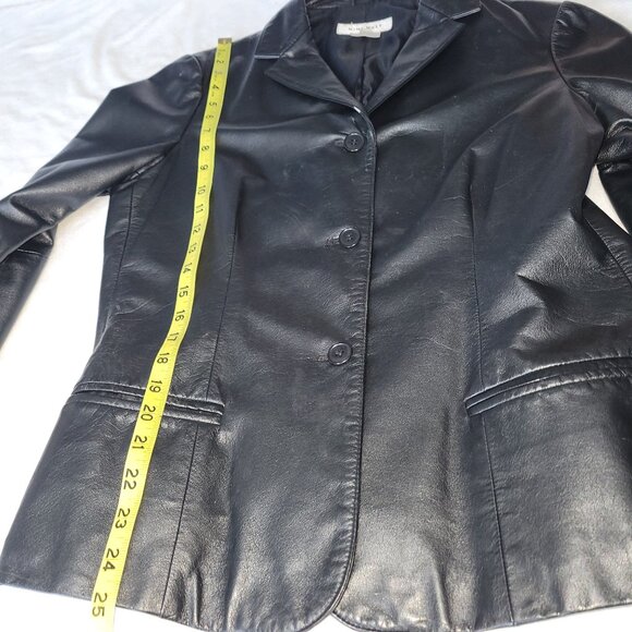 Nine West Short Black Leather BlazerJacket- Size10 - Picture 5 of 8